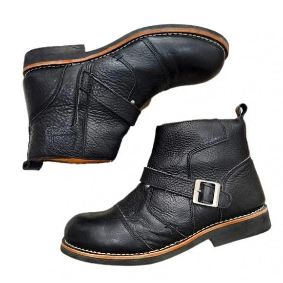 Street&Steel Leather Motorcycle Riding Hard toe Boots, Black, Men's 13 - Picture 2 of 9